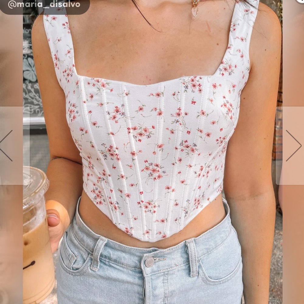 Floral fusion corset crop top